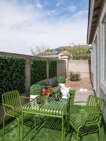 Private backyards with turf